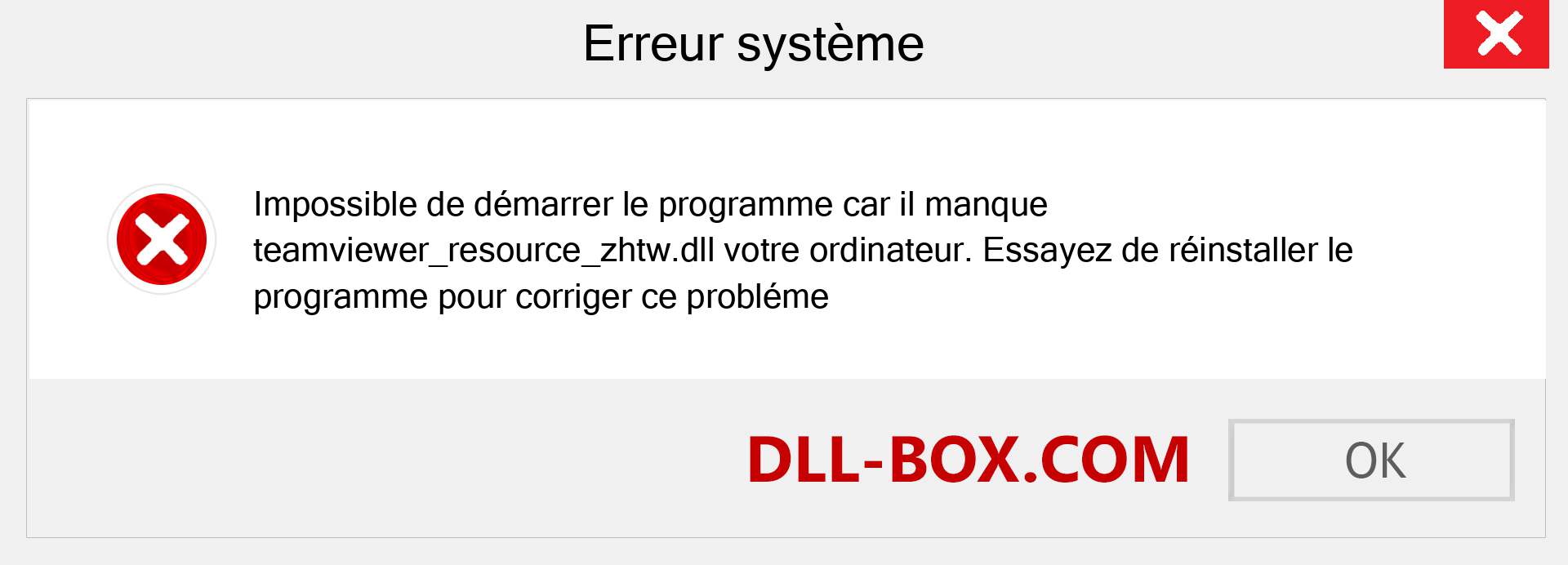 Le fichier teamviewer_resource_zhtw.dll est manquant ?. Télécharger pour Windows 7, 8, 10 - Correction de l'erreur manquante teamviewer_resource_zhtw dll sur Windows, photos, images